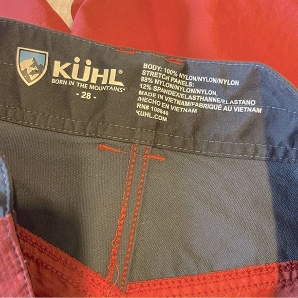 Kuhl Mutiny River Shorts Swimming Outdoors Red Gray Size 28 - Picture 7 of 14